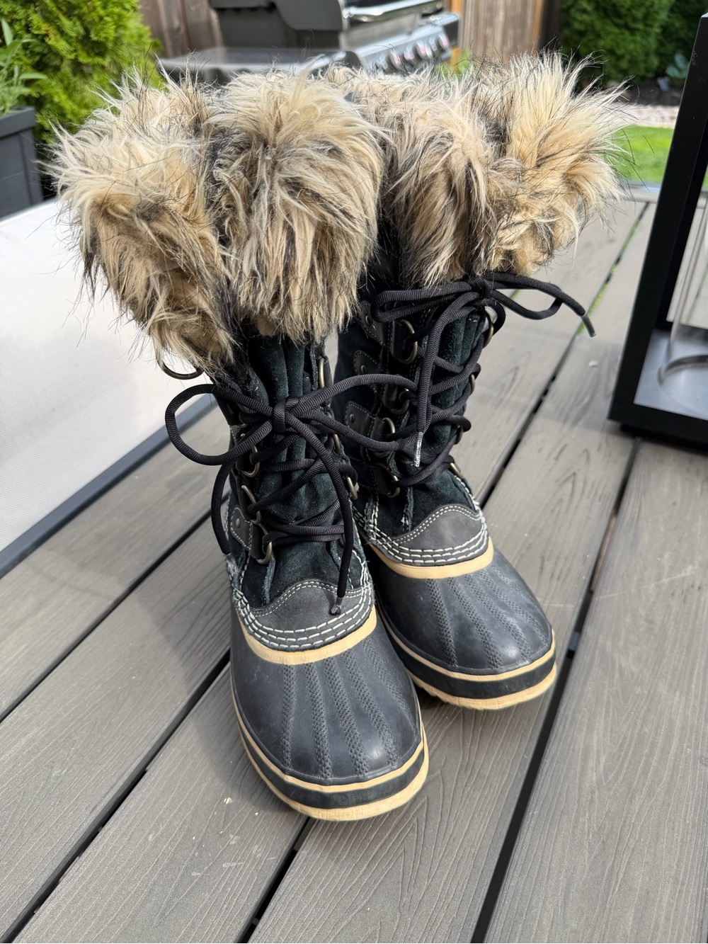 Sorel Faux Fur Trim Black Winter Duck Boots